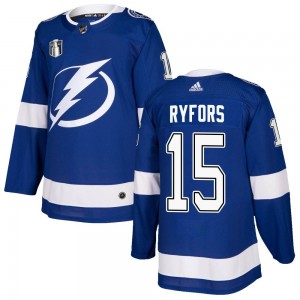 Men's Adidas Tampa Bay Lightning Simon Ryfors Blue Home 2022 Stanley Cup Final Jersey - Authentic