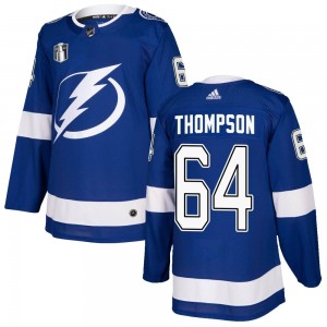 Men's Adidas Tampa Bay Lightning Jack Thompson Blue Home 2022 Stanley Cup Final Jersey - Authentic