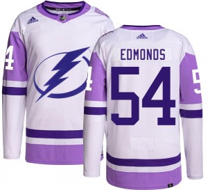 Men's Adidas Tampa Bay Lightning Lucas Edmonds Hockey Fights Cancer Jersey - Authentic