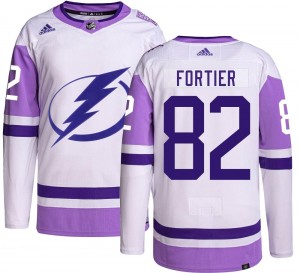 Men's Adidas Tampa Bay Lightning Gabriel Fortier Hockey Fights Cancer Jersey - Authentic