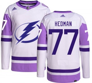 Men's Adidas Tampa Bay Lightning Victor Hedman Hockey Fights Cancer Jersey - Authentic
