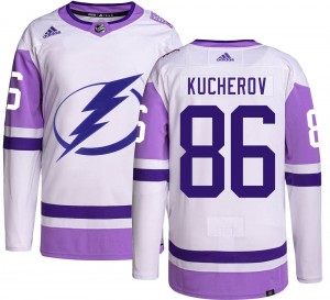 Men's Adidas Tampa Bay Lightning Nikita Kucherov Hockey Fights Cancer Jersey - Authentic