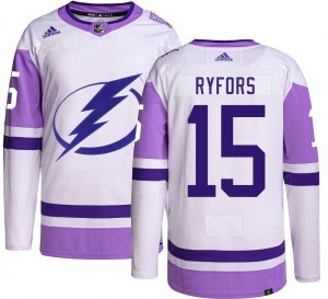 Men's Adidas Tampa Bay Lightning Simon Ryfors Hockey Fights Cancer Jersey - Authentic