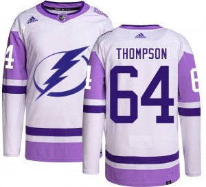 Men's Adidas Tampa Bay Lightning Jack Thompson Hockey Fights Cancer Jersey - Authentic