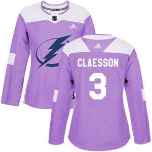 Women's Adidas Tampa Bay Lightning Fredrik Claesson Purple Fights Cancer Practice Jersey - Authentic