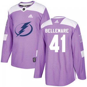 Men's Adidas Tampa Bay Lightning Pierre-Edouard Bellemare Purple Fights Cancer Practice Jersey - Authentic