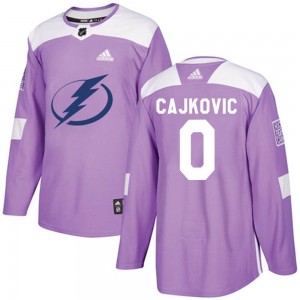 Men's Adidas Tampa Bay Lightning Maxim Cajkovic Purple Fights Cancer Practice Jersey - Authentic