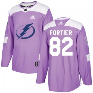 Men's Adidas Tampa Bay Lightning Gabriel Fortier Purple Fights Cancer Practice Jersey - Authentic