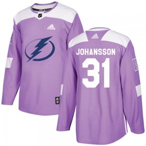Men's Adidas Tampa Bay Lightning Jonas Johansson Purple Fights Cancer Practice Jersey - Authentic