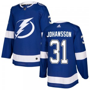 Men's Adidas Tampa Bay Lightning Jonas Johansson Blue Home Jersey - Authentic