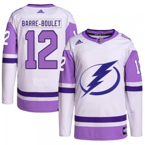 Youth Adidas Tampa Bay Lightning Alex Barre-Boulet White/Purple Hockey Fights Cancer Primegreen Jersey - Authentic