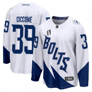 Youth Fanatics Branded Tampa Bay Lightning Enrico Ciccone White 2022 Stadium Series 2022 Stanley Cup Final Jersey - Breakaway