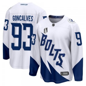 Youth Fanatics Branded Tampa Bay Lightning Gage Goncalves White 2022 Stadium Series 2022 Stanley Cup Final Jersey - Breakaway