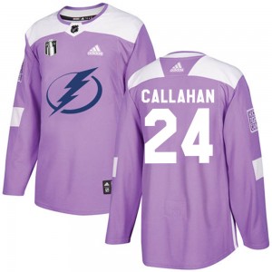 Youth Adidas Tampa Bay Lightning Ryan Callahan Purple Fights Cancer Practice 2022 Stanley Cup Final Jersey - Authentic