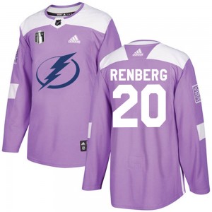 Youth Adidas Tampa Bay Lightning Mikael Renberg Purple Fights Cancer Practice 2022 Stanley Cup Final Jersey - Authentic