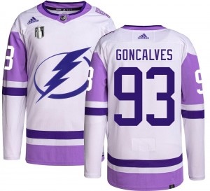 Youth Adidas Tampa Bay Lightning Gage Goncalves Hockey Fights Cancer 2022 Stanley Cup Final Jersey - Authentic