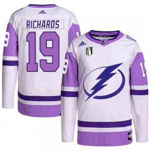 Youth Adidas Tampa Bay Lightning Brad Richards White/Purple Hockey Fights Cancer Primegreen 2022 Stanley Cup Final Jersey - Auth