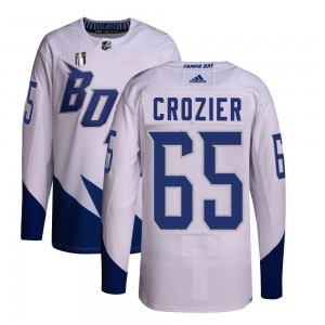 Youth Adidas Tampa Bay Lightning Maxwell Crozier White 2022 Stadium Series Primegreen 2022 Stanley Cup Final Jersey - Authentic