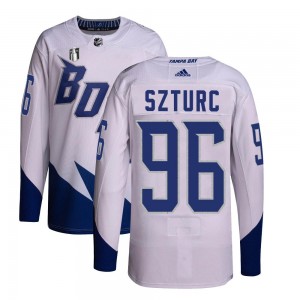 Youth Adidas Tampa Bay Lightning Gabriel Szturc White 2022 Stadium Series Primegreen 2022 Stanley Cup Final Jersey - Authentic