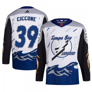 Youth Adidas Tampa Bay Lightning Enrico Ciccone White Reverse Retro 2.0 Jersey - Authentic