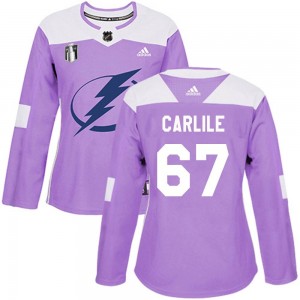 Women's Adidas Tampa Bay Lightning Declan Carlile Purple Fights Cancer Practice 2022 Stanley Cup Final Jersey - Authentic
