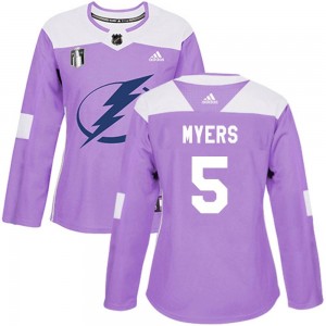 Women's Adidas Tampa Bay Lightning Philippe Myers Purple Fights Cancer Practice 2022 Stanley Cup Final Jersey - Authentic