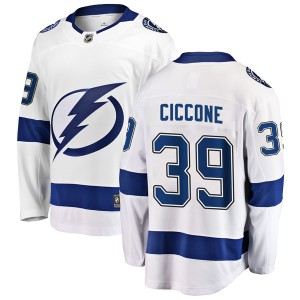 Youth Fanatics Branded Tampa Bay Lightning Enrico Ciccone White Away Jersey - Breakaway