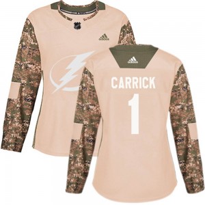 Women's Adidas Tampa Bay Lightning Trevor Carrick Camo Veterans Day Practice Jersey - Authentic