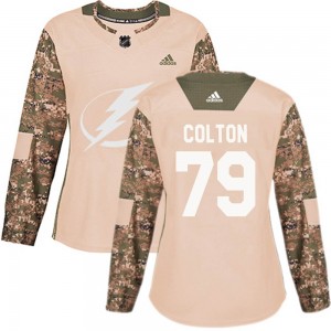 Women's Adidas Tampa Bay Lightning Ross Colton Camo Veterans Day Practice Jersey - Authentic