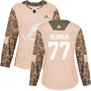 Women's Adidas Tampa Bay Lightning Victor Hedman Camo Veterans Day Practice Jersey - Authentic