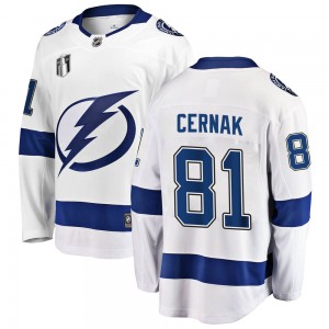 Men's Fanatics Branded Tampa Bay Lightning Erik Cernak White Away 2022 Stanley Cup Final Jersey - Breakaway