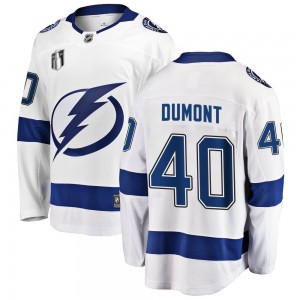 Men's Fanatics Branded Tampa Bay Lightning Gabriel Dumont White Away 2022 Stanley Cup Final Jersey - Breakaway