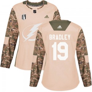 Women's Adidas Tampa Bay Lightning Brian Bradley Camo Veterans Day Practice 2022 Stanley Cup Final Jersey - Authentic