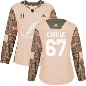 Women's Adidas Tampa Bay Lightning Declan Carlile Camo Veterans Day Practice 2022 Stanley Cup Final Jersey - Authentic