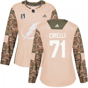 Women's Adidas Tampa Bay Lightning Anthony Cirelli Camo Veterans Day Practice 2022 Stanley Cup Final Jersey - Authentic