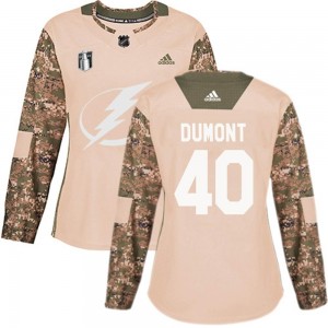 Women's Adidas Tampa Bay Lightning Gabriel Dumont Camo Veterans Day Practice 2022 Stanley Cup Final Jersey - Authentic