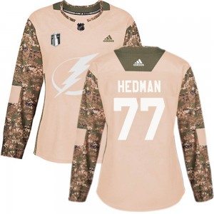 Women's Adidas Tampa Bay Lightning Victor Hedman Camo Veterans Day Practice 2022 Stanley Cup Final Jersey - Authentic