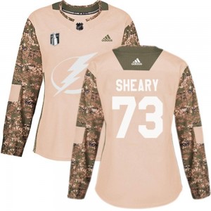 Women's Adidas Tampa Bay Lightning Conor Sheary Camo Veterans Day Practice 2022 Stanley Cup Final Jersey - Authentic