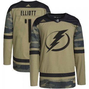 Youth Adidas Tampa Bay Lightning Brian Elliott Camo Military Appreciation Practice Jersey - Authentic