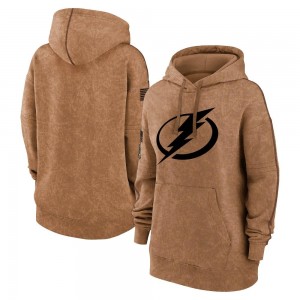 Women's Tampa Bay Lightning Brown 2023 Salute to Service Pullover Hoodie -