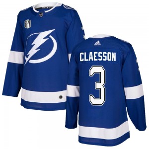 Youth Adidas Tampa Bay Lightning Fredrik Claesson Blue Home 2022 Stanley Cup Final Jersey - Authentic