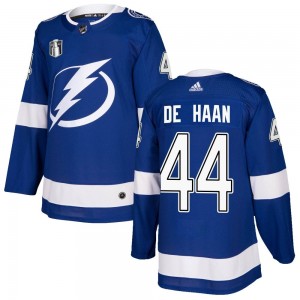 Youth Adidas Tampa Bay Lightning Calvin de Haan Blue Home 2022 Stanley Cup Final Jersey - Authentic