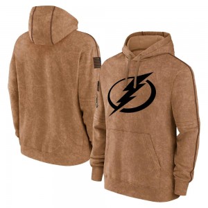 Men's Tampa Bay Lightning Brown 2023 Salute to Service Club Pullover Hoodie -