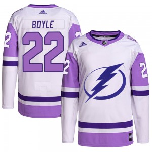 Men's Adidas Tampa Bay Lightning Dan Boyle White/Purple Hockey Fights Cancer Primegreen Jersey - Authentic