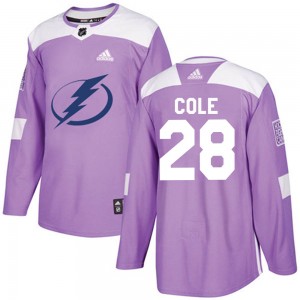 Youth Adidas Tampa Bay Lightning Ian Cole Purple Fights Cancer Practice Jersey - Authentic