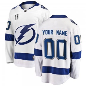 Youth Fanatics Branded Tampa Bay Lightning Custom White Custom Away 2022 Stanley Cup Final Jersey - Breakaway