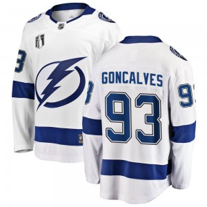 Youth Fanatics Branded Tampa Bay Lightning Gage Goncalves White Away 2022 Stanley Cup Final Jersey - Breakaway