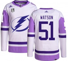 Men's Adidas Tampa Bay Lightning Austin Watson Hockey Fights Cancer 2022 Stanley Cup Final Jersey - Authentic