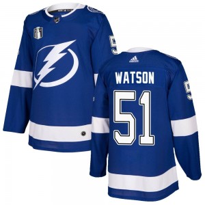 Men's Adidas Tampa Bay Lightning Austin Watson Blue Home 2022 Stanley Cup Final Jersey - Authentic