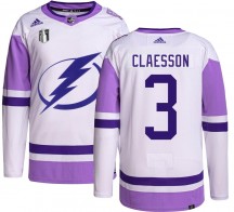 Youth Adidas Tampa Bay Lightning Fredrik Claesson Hockey Fights Cancer 2022 Stanley Cup Final Jersey - Authentic